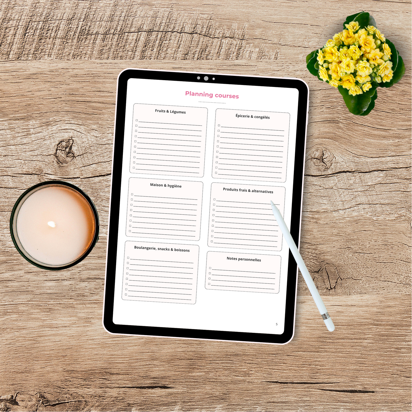 Calendrier Repas & Courses – Organise tes semaines et simplifie ta vie