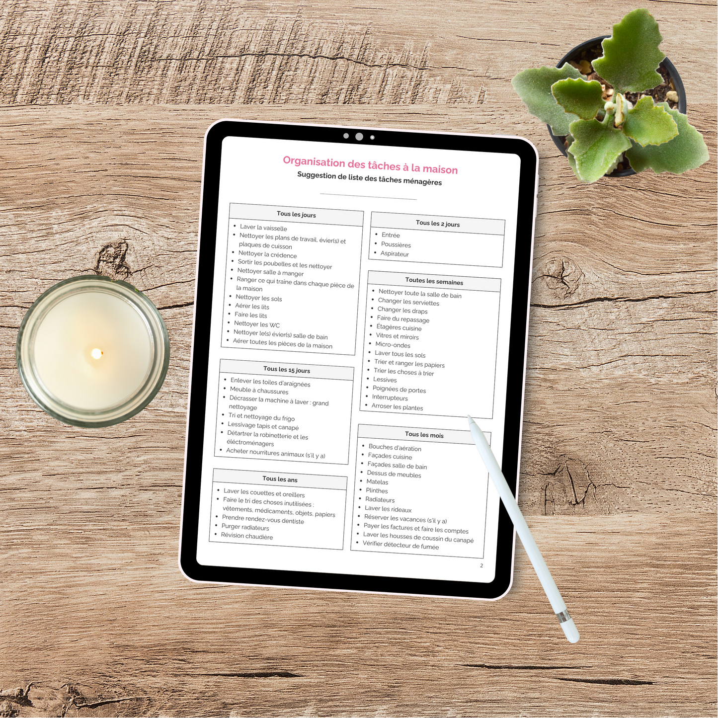 Organisation des Tâches Ménagères – Liste et Répartition