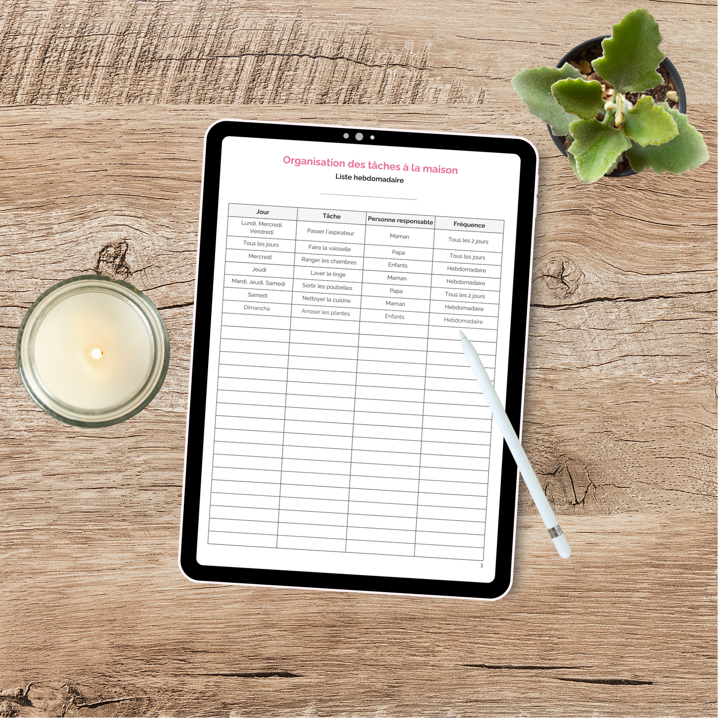 Organisation des Tâches Ménagères – Liste et Répartition