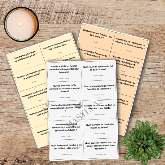 Cartes “Souvenirs et Complicité” – Pack PDF familial